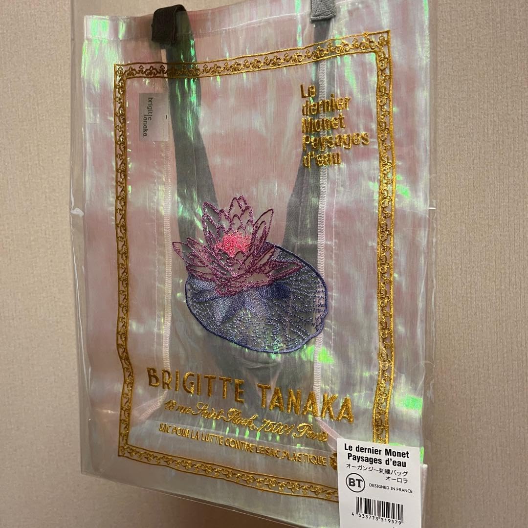 【新品未開封】モネ展 ブリジットタナカ オーガンジー刺繍バッグ　トートバッグ ブリジットタナカ×モネ展】睡蓮のオーガンジーバッグで秋の